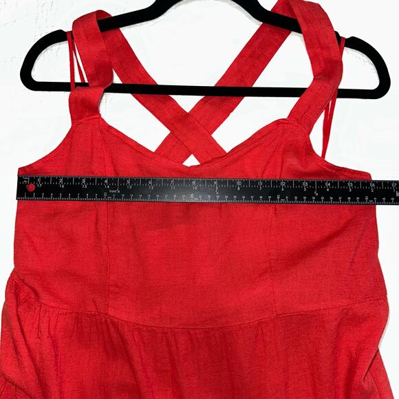 NWT Valentina Naldi Italian Red Linen Blend Crossback Sundress – Size L - Picture 10 of 11
